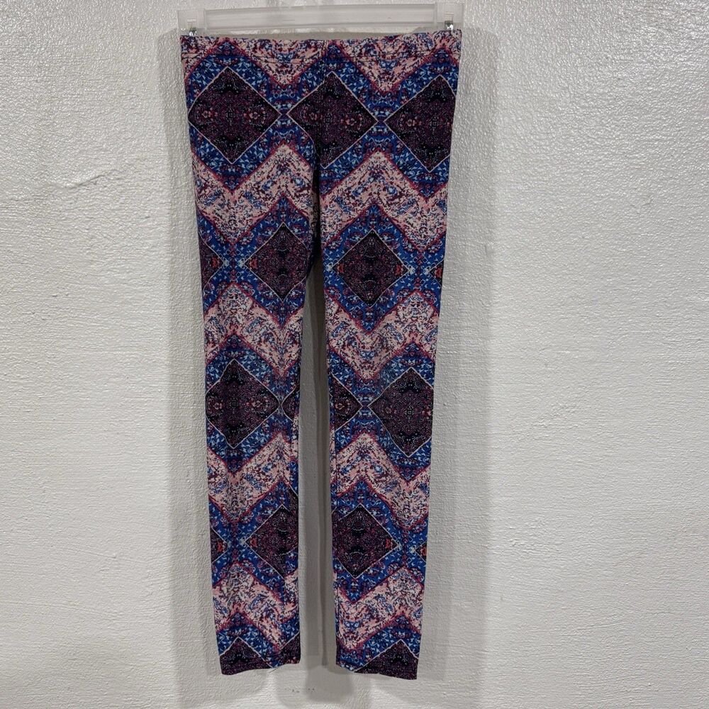1st Kiss Girls L (6X) Purple Blue Geometric Pattern Leggings Stretch Activewear